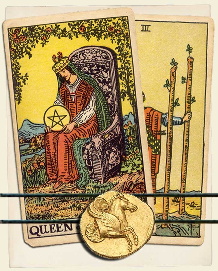 Queen Of Pentacles And Three Of Wands Combination Reading With