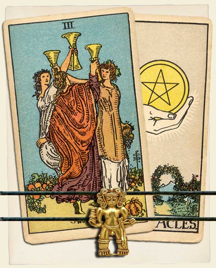 Three of Cups and Ace of Pentacles Combination Reading (with insights