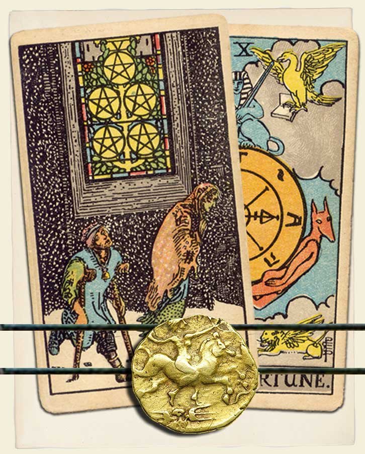 Five of Pentacles and Wheel of Fortune Combination Reading (with