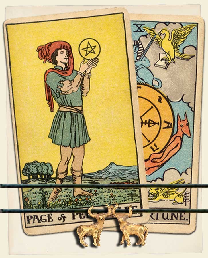 Page of Pentacles and Wheel of Fortune Combination Reading (with