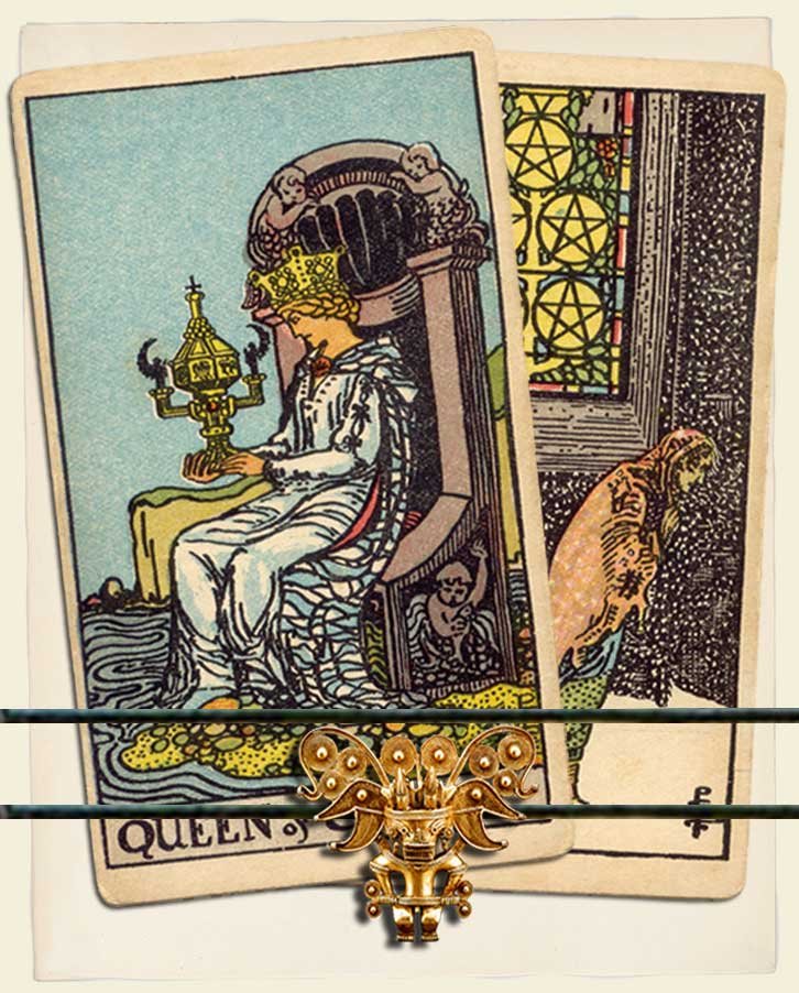Queen of Cups and Five of Pentacles Combination Reading (with insights