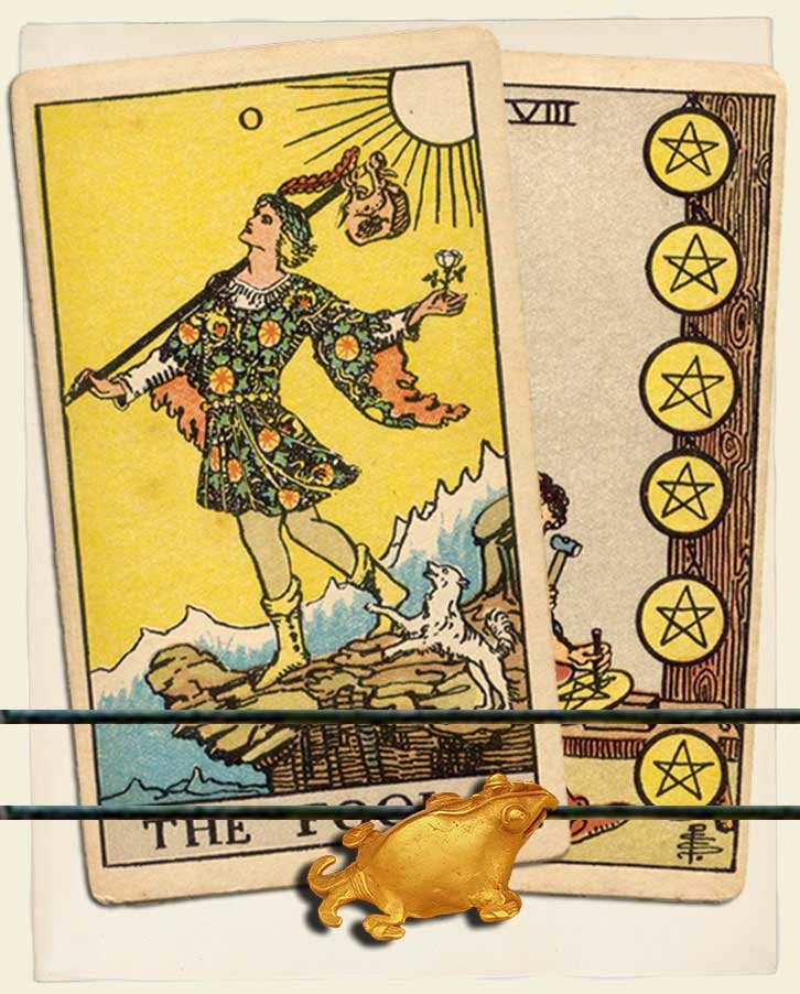 The Fool and Eight of Pentacles Combination Reading (with